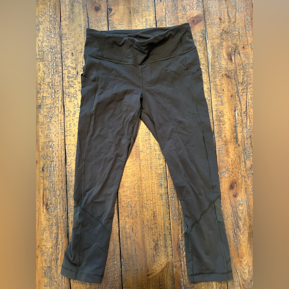 LULULEMON LEGGINGS, Size 6, gray/green